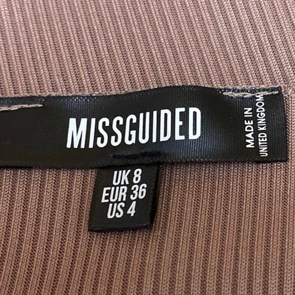 Missguided Brown Ribbed Knit Sleeveless Square Neck Cami Tank Crop Top Size 4 - Picture 3 of 4